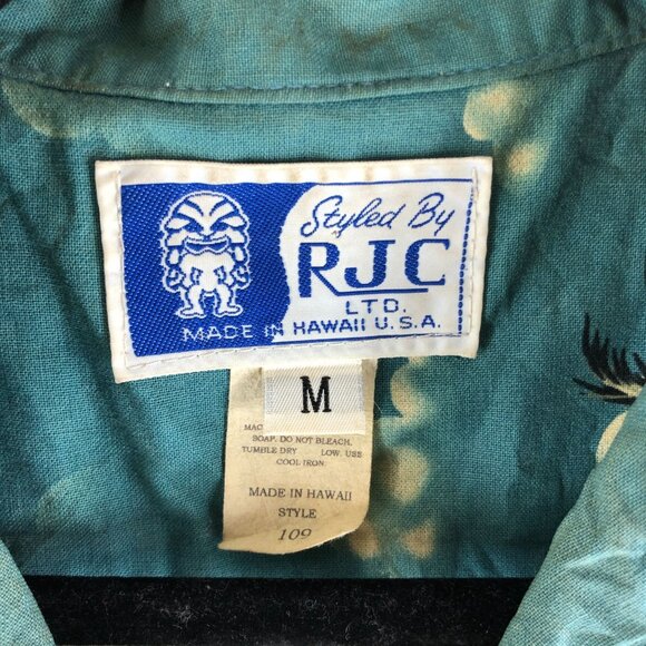 Styled by RJC Made In Hawaii Mens Surfboard & Palm Tree Print Hawaiian Shirt M - Picture 3 of 4